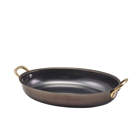 GenWare Black Vintage Steel Oval Dish 24.5 x 17.5cm - Pack 6