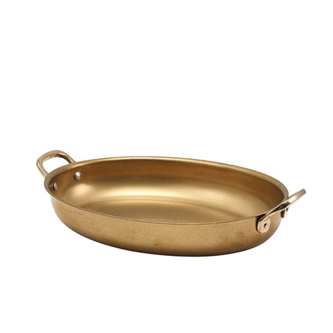 GenWare Gold Vintage Steel Oval Dish 24.5 x 17.5cm - Pack 6