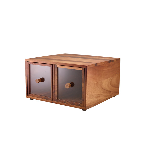 GenWare Acacia Wood Double Bread Box - Pack 1