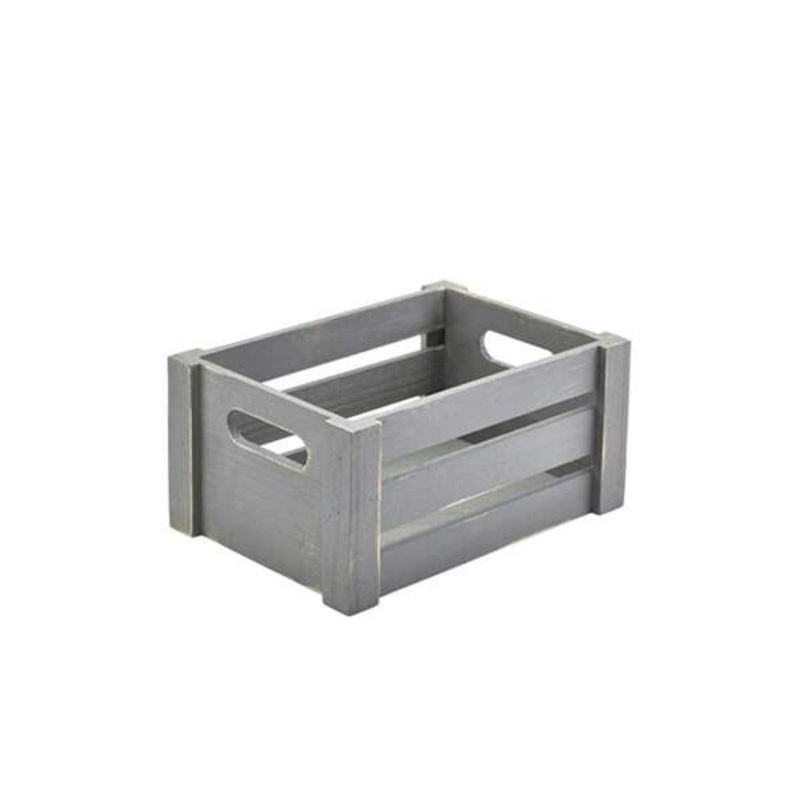 Genware Grey Wooden Crate 22.8 x 16.5 x 11cm- Pack 1