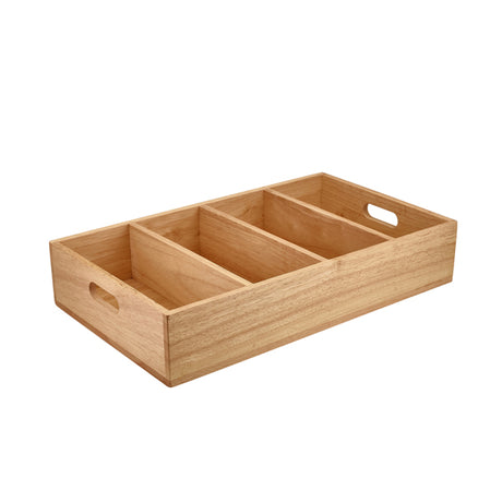 GenWare FSC 100% Hevea Wood 4 Compartment Cutlery Tray - Pack 1