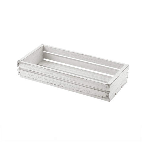 Genware White Wash Wooden Crate 25 x 12 x 5cm