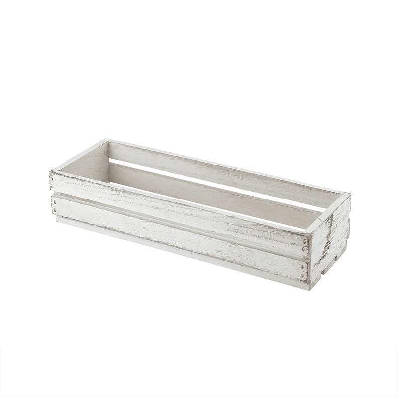 Genware White Wash Wooden Crate 34 x 12 x 7cm