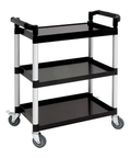 Genware Small 3 Tier PP Trolley Black Shelves