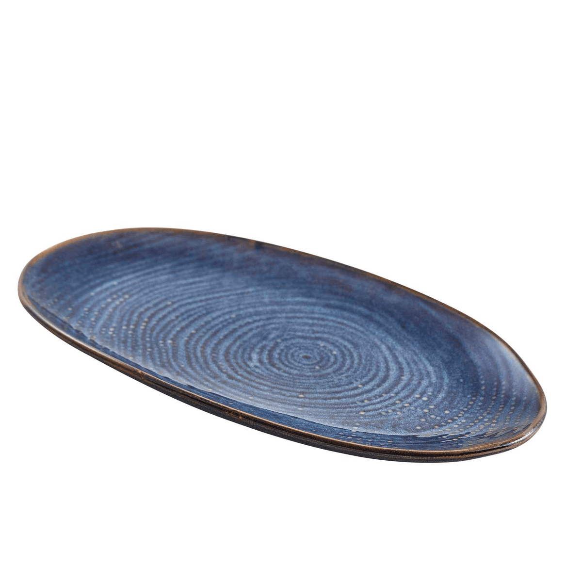 aqua blue terra porcelain organic shaped plate