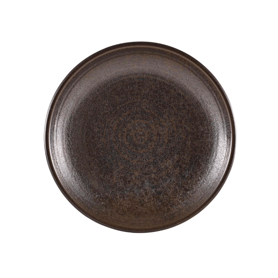 black ceramic plate on a white background
