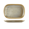 Rectangular ceramic plate with textured surface on a white background