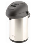 Tea Inscribed St/St Vacuum Pump Pot 2.5L