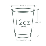 Illustration of a 12 oz cup with dimensions labeled