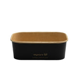 Black and beige rectangular container with 'Vegware' branding on a white background