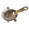 Bronze cocktail strainer with handle on a white background