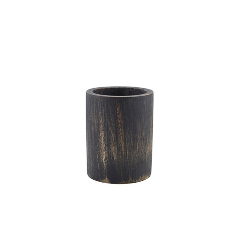 GenWare Black Wash Acacia Wood Cutlery Cylinder