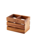 GenWare Acacia Wood 2 Compartment Cutlery Holder