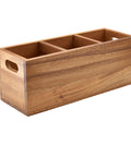 GenWare Acacia Wood 3 Compartment Cutlery Box