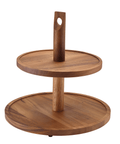 GenWare Acacia Wood Two Tier Cake Stand