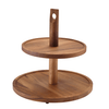 GenWare Acacia Wood Two Tier Cake Stand