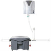 Gray and white pool pump system on a white background