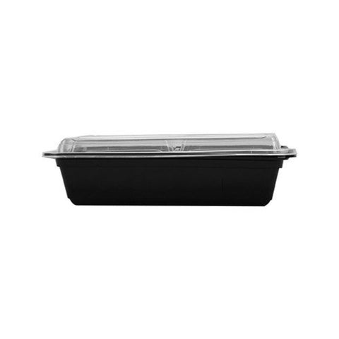 Black 24oz Rectangular Micro Container & Lid  150pk