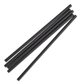 A bundle of black paper drinking straws.