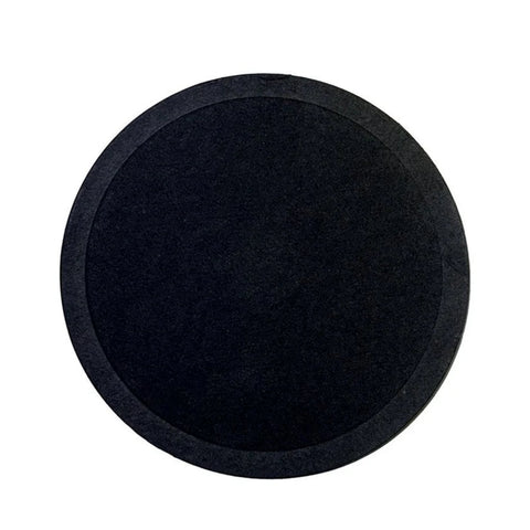 Black round plate on a white background