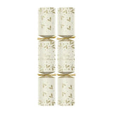 2 Christmas crackers with gold foil designs and 'Merry Christmas' text on a white background.