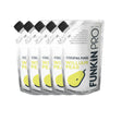 A case of five 1kg pouches of Funkin William Pear Puree arranged side by side.