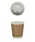 Brown paper cup with a white lid on a white background, featuring the 'edenware' brand.