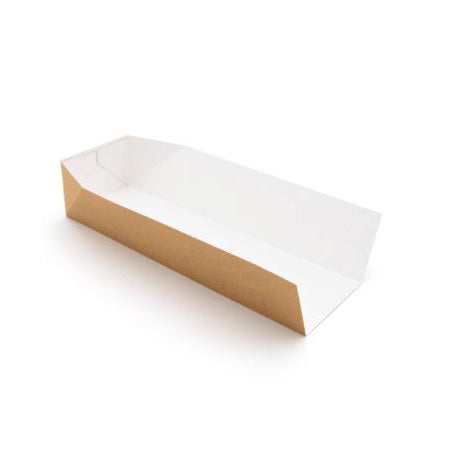 10″ Kraft Compostable Hot Dog Tray