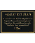 Wine served by the Glass in 125ml Measures Notice
