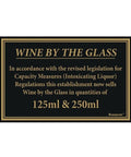 Wine served by the Glass in 125 & 250ml Measures Notice