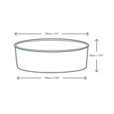Measurement chart of a cylindrical container with dimensions labeled.