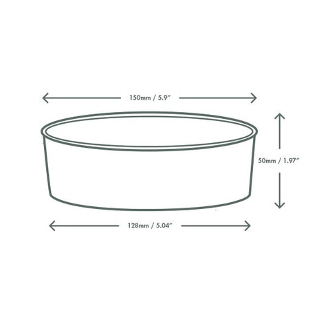 Vegware 16oz/500ml round black paper food container, 150-Series - 300pk