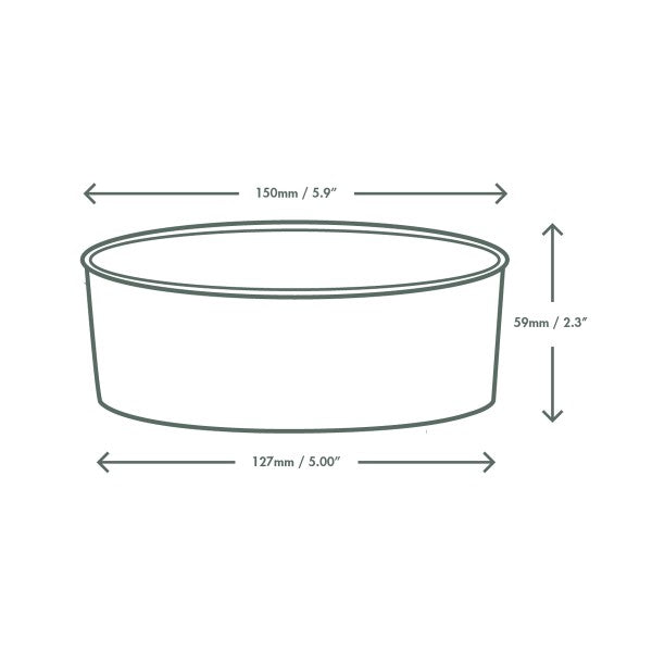 Measurement chart of a cylindrical container with dimensions labeled.