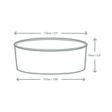 Measurement chart of a cylindrical container with dimensions labeled.
