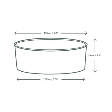 Measurement chart of a cylindrical container with dimensions labeled.