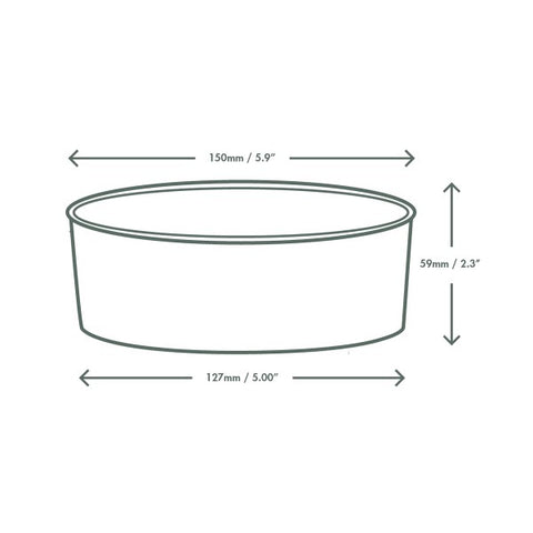 Vegware 24oz/750ml round black paper food container, 150-Series - 300pk