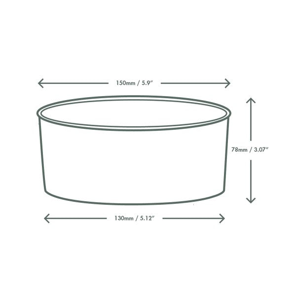 Measurement chart of a cylindrical container with dimensions labeled.