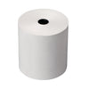 White roll of toilet paper on a white background