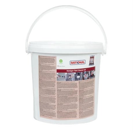 White rinse aid container with a label on a white background