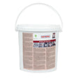 White rinse aid container with a label on a white background