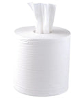 Roll of white paper towels on a white background