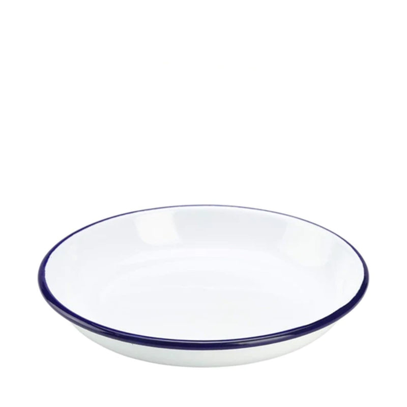 Enamel Rice/Pasta Plate Blue and White 26cm