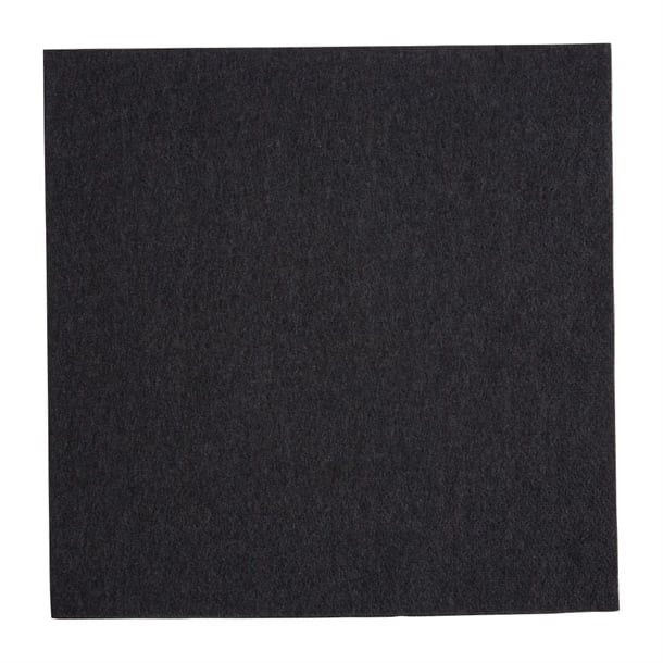 Solid black square napkin on a white background