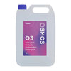 Clear container of Osmos O3 Universal Glass & Dishwasher Detergent with purple label on a white background