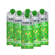 Six pouches of Funkin Pina Colada Cocktail Mixer, each labeled with the product name and the instruction 'Just add rum'. The packaging is predominantly green with images of coconuts and pineapples and text detailing the product volume of 1 litre.