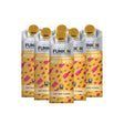 A six-pack of Funkin Strawberry Woo Woo cocktail mixers, each with a yellow and pink color scheme, indicating a strawberry flavored vodka-based cocktail mixer.
