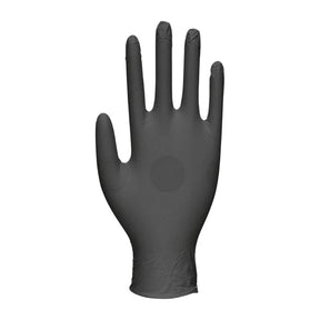 Black vinyl glove on a white background
