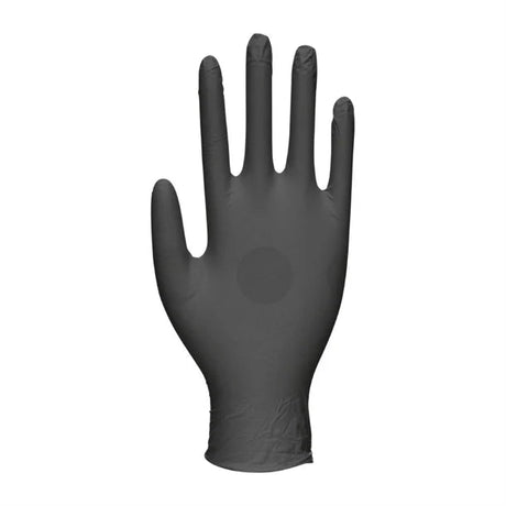 Black vinyl glove on a white background