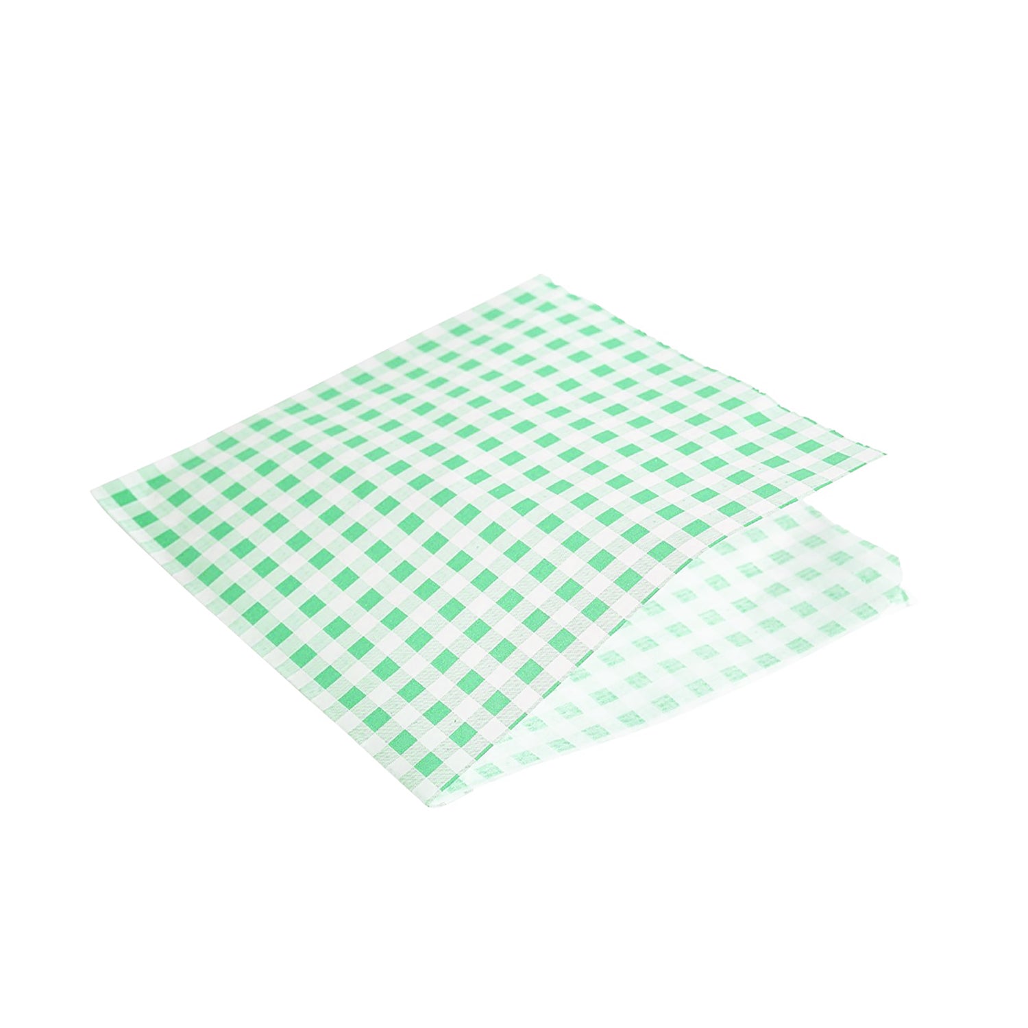 Greaseproof Paper Bags Green Gingham Print 17.5 x 17.5cm - 1000pk