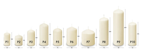 Pillar Candle - Ivory - 120/60mm - 12 Pk